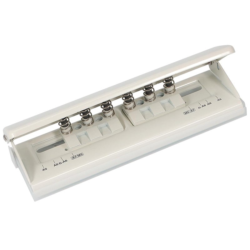 Zofly Metal Adjustable 6 Hole Punch for A5 A6 A7 Binders/Planners, Paper Hole Puncher 6 Ring with Guide Rule, 6 Sheet Capacity, Heavy Duty 6 Hole Punch for Binder/Agenda/Notebook/Bookbinding DIY (Off White) - Image 1